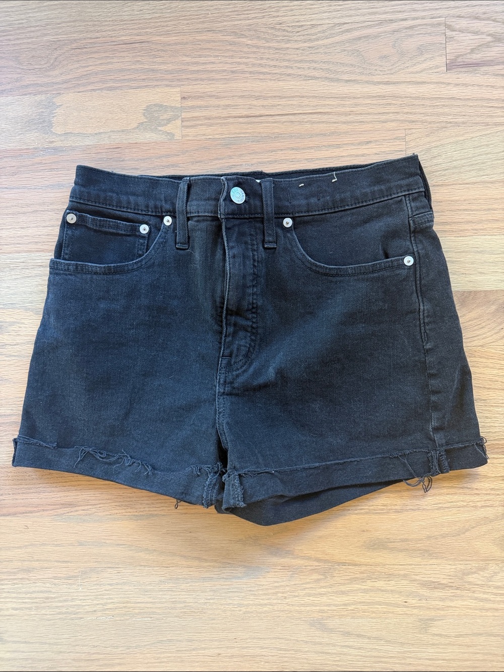 Madewell High-Rise Denim Shorts Black Raw Hem Cutoffs Women’s 27